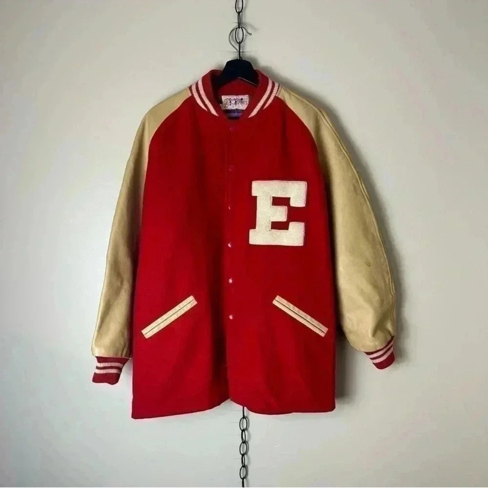 Red and Tan Varsity Jacket